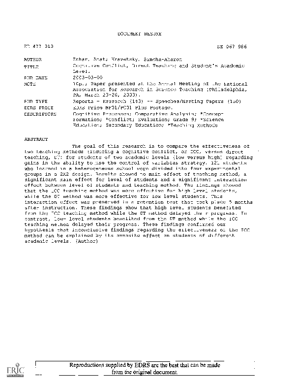 Example of cognitive dissonance in the classroom image