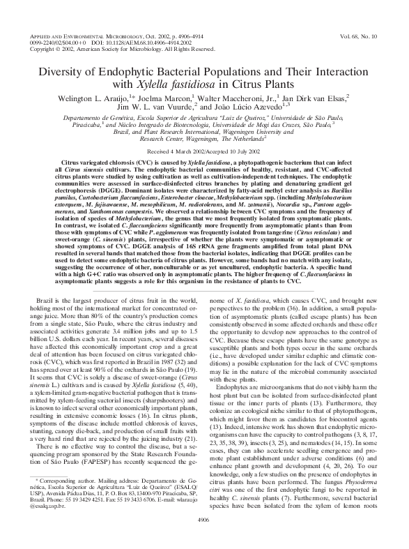(PDF) Diversity of Endophytic Bacterial Populations and Their ...
