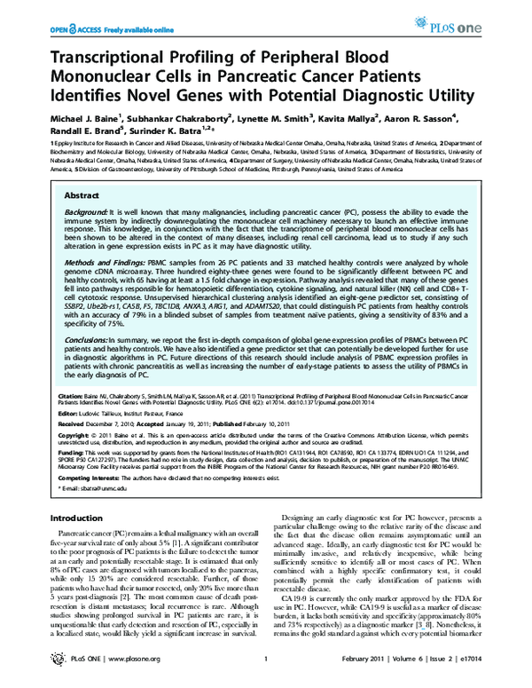 (PDF) Transcriptional Profiling of Peripheral Blood Mononuclear Cells ...