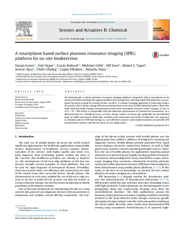 (PDF) A smartphone based surface plasmon resonance imaging (SPRi ...