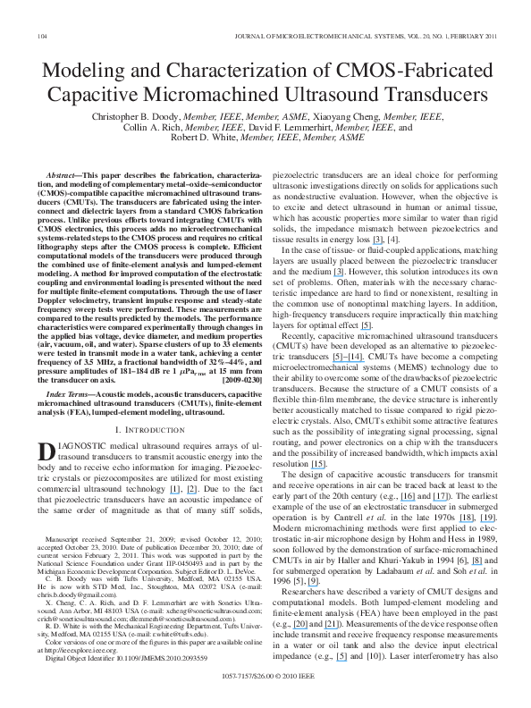 (PDF) Modeling and Characterization of CMOS-Fabricated Capacitive ...