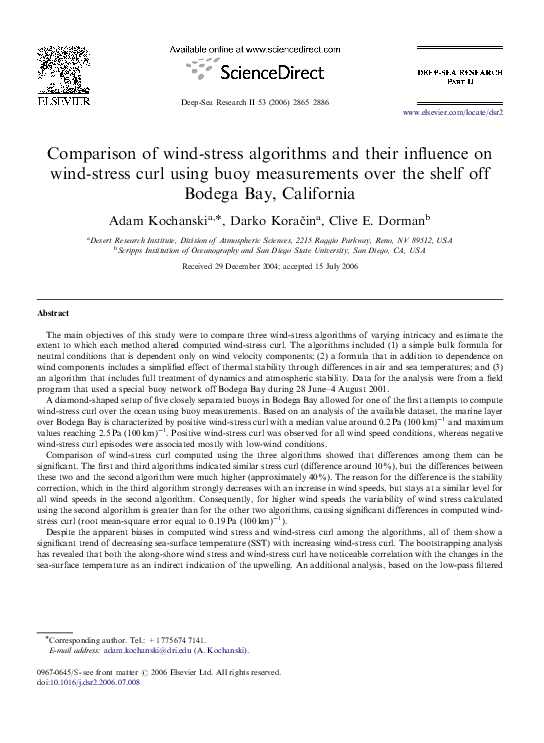 (PDF) Comparison of windstress algorithms and their influence on wind