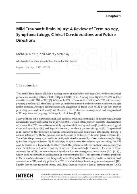 (PDF) Mild Traumatic Brain Injury: A Review of Terminology ...