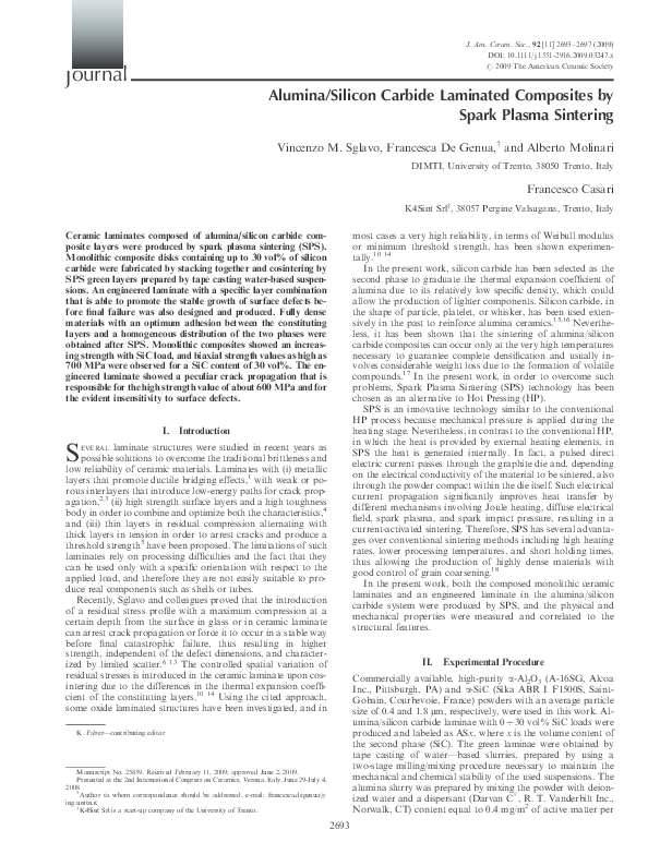 (PDF) Alumina/Silicon Carbide Laminated Composites by Spark Plasma ...