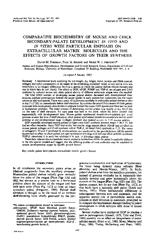 (PDF) Comparative biochemistry of mouse and chick secondary-palate ...