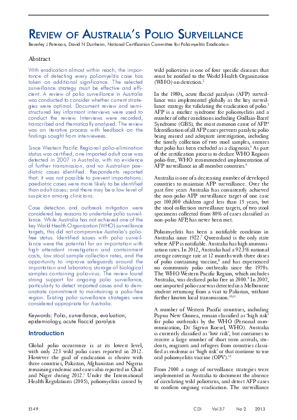 (PDF) Australia's polio risk