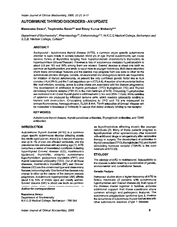 (PDF) Autoimmune thyroid disorders—An update