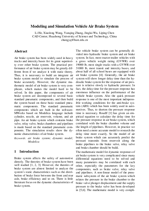 (PDF) Modeling and Simulation Vehicle Air Brake System shahram
