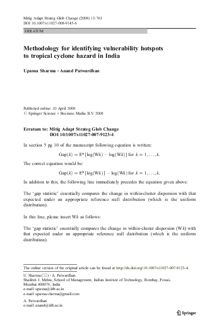 (PDF) Methodology for identifying vulnerability hotspots to tropical ...