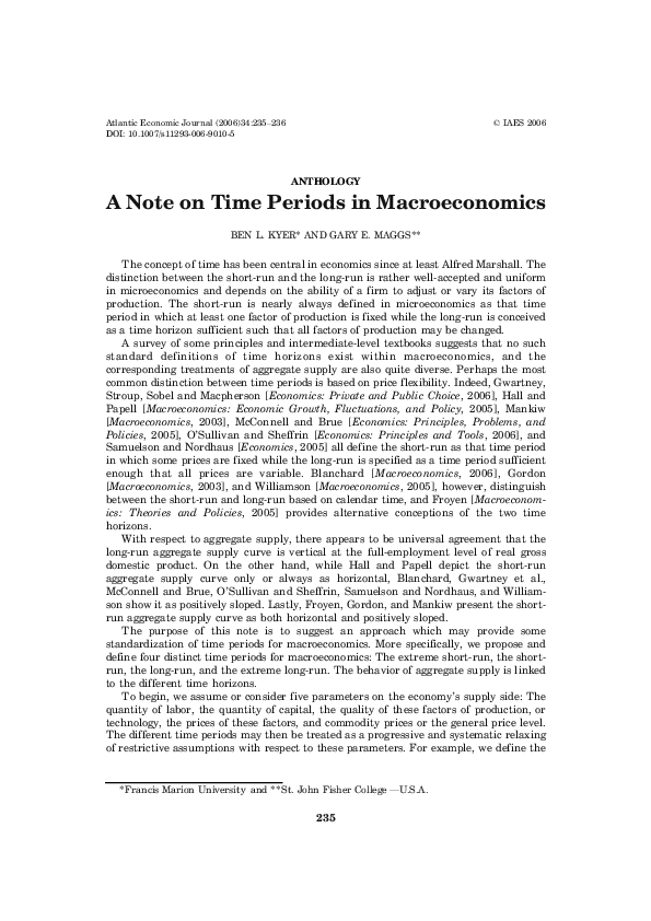 (PDF) A Note on Time Periods in Macroeconomics