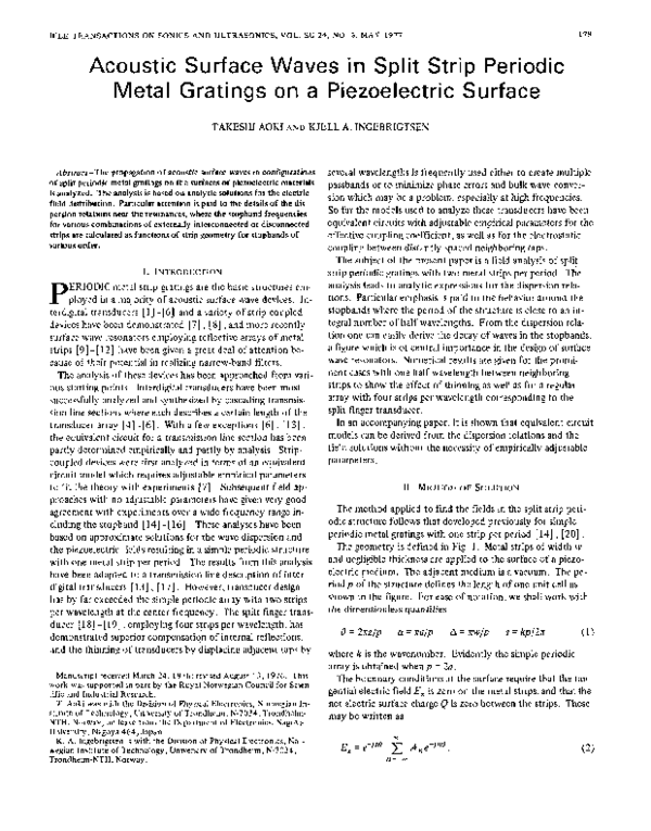 (PDF) Acoustic Surface Waves in Split Strip Periodic Metal Gratings on ...