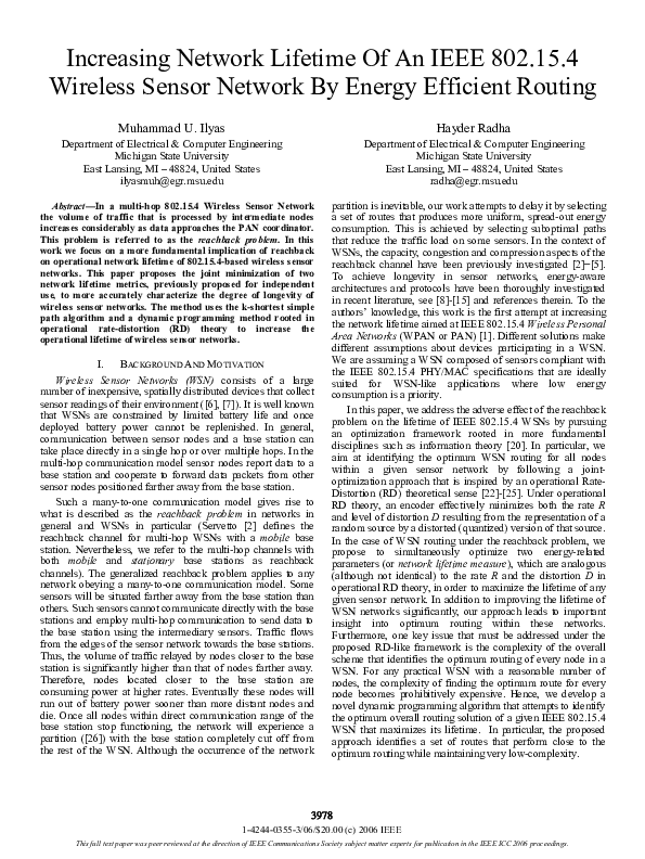 (PDF) Increasing Network Lifetime Of An IEEE 802.15.4 Wireless Sensor ...