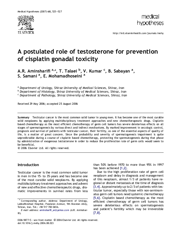 (PDF) A postulated role of testosterone for prevention of cisplatin ...