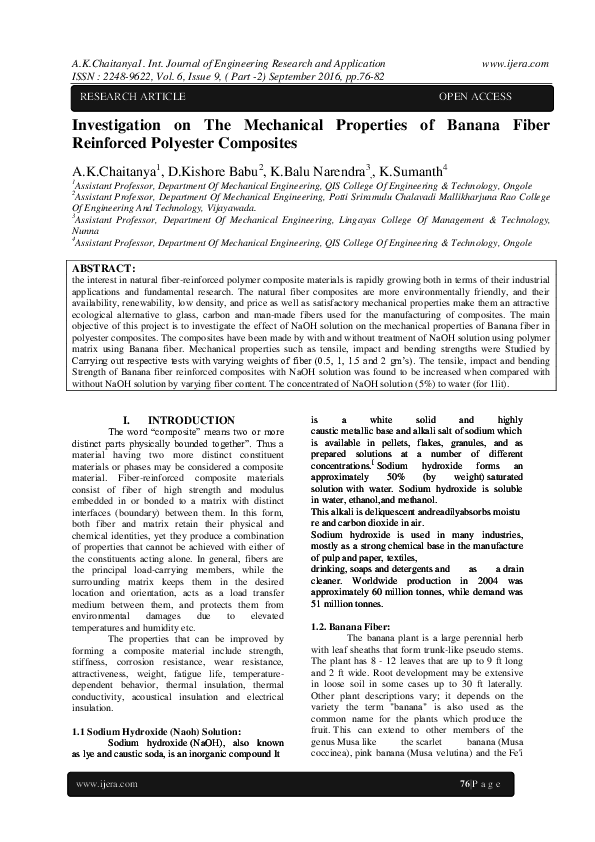 (PDF) Investigation on The Mechanical Properties of Banana Fiber