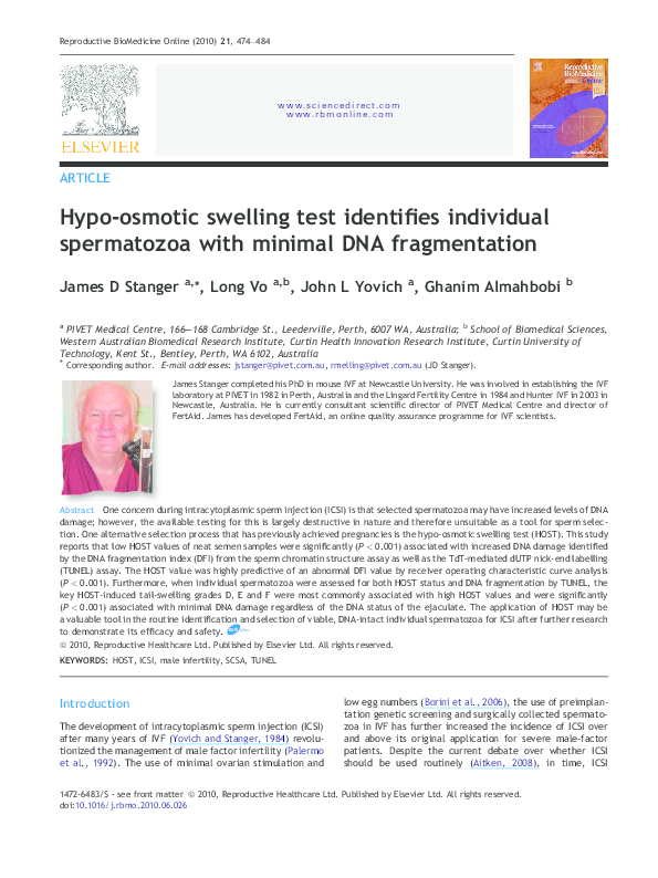 (PDF) Hypoosmotic swelling test identifies individual spermatozoa with ...