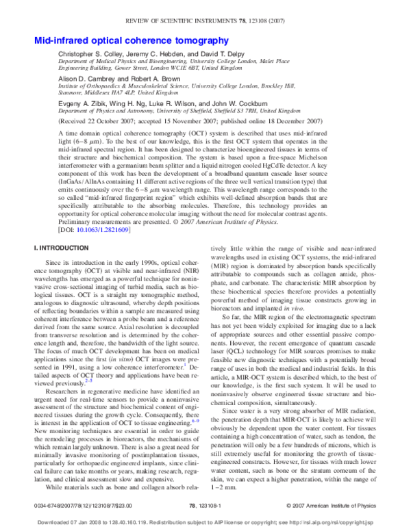 Pdf Mid Infrared Optical Coherence Tomography