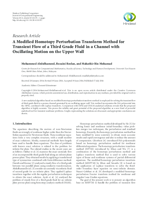 (PDF) A Modified Homotopy Perturbation Transform Method for Transient ...