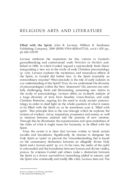 (PDF) Filled with the Spirit - By John R. Levison