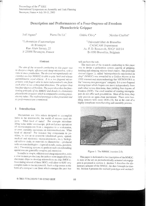 (PDF) Description and performances of a fourdegreesoffreedom