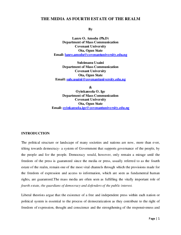 essay on democracy and fourth estate paper cover thumbnail