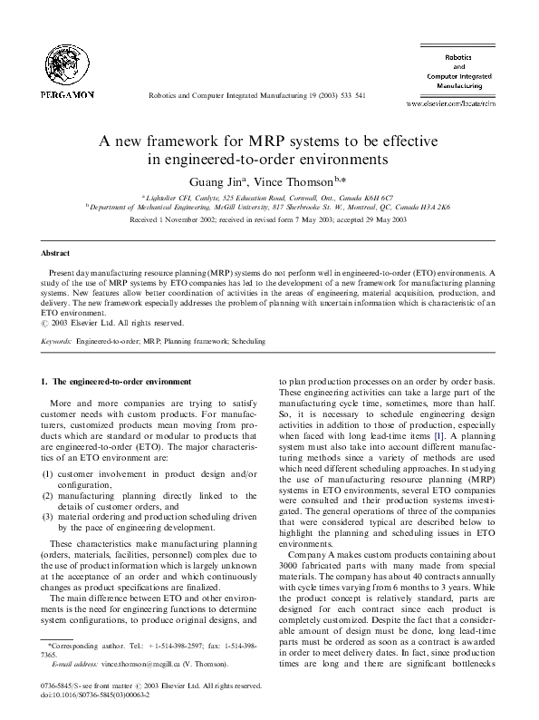 (PDF) A new framework for MRP systems to be effective in engineered-to ...