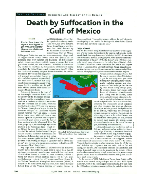 (PDF) COASTAL ECOLOGY: Death by Suffocation in the Gulf of Mexico