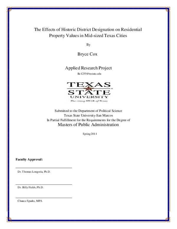 (PDF) The Effects of Historic District Designation on Residential Property Values in Midsized