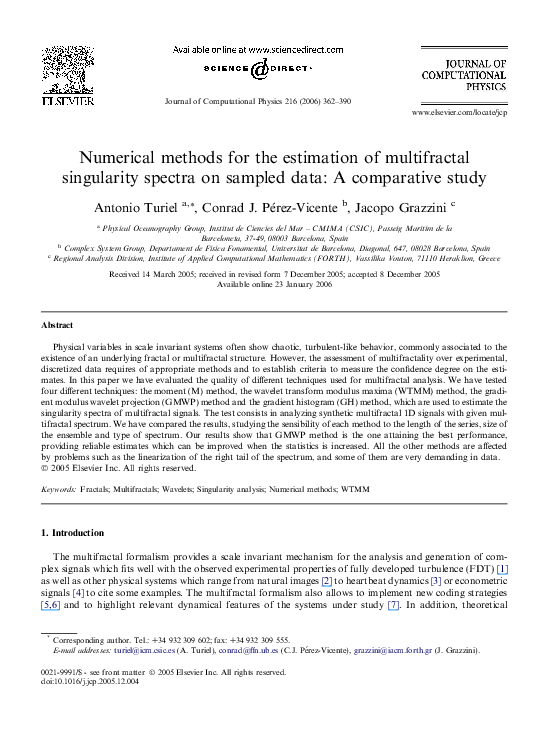 (PDF) Numerical methods for the estimation of multifractal singularity ...
