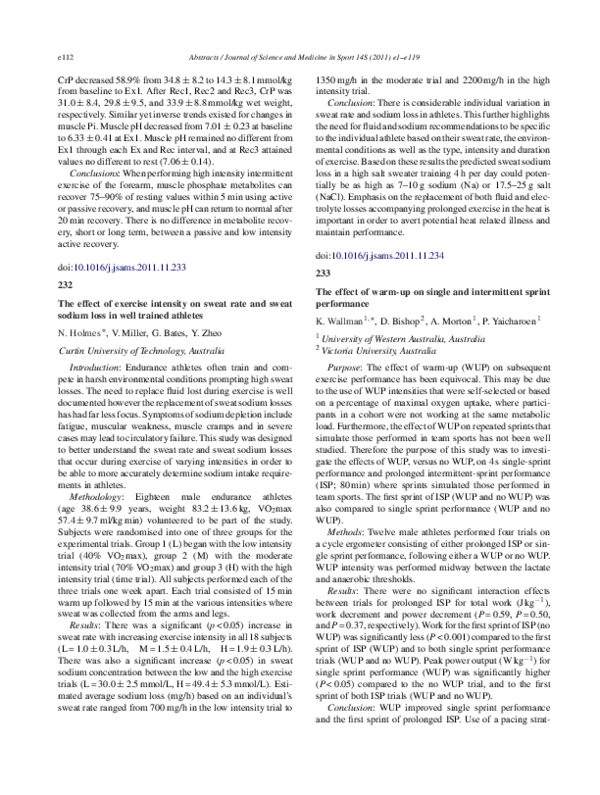 (PDF) The effect of warm-up on single and intermittent sprint performance