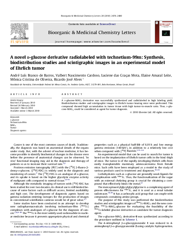 (PDF) A novel dglucose derivative radiolabeled with