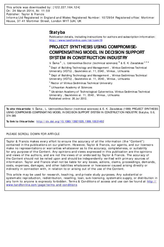 (PDF) PROJECT SYNTHESIS USING COMPROMISE-COMPENSATING MODEL IN DECISION ...