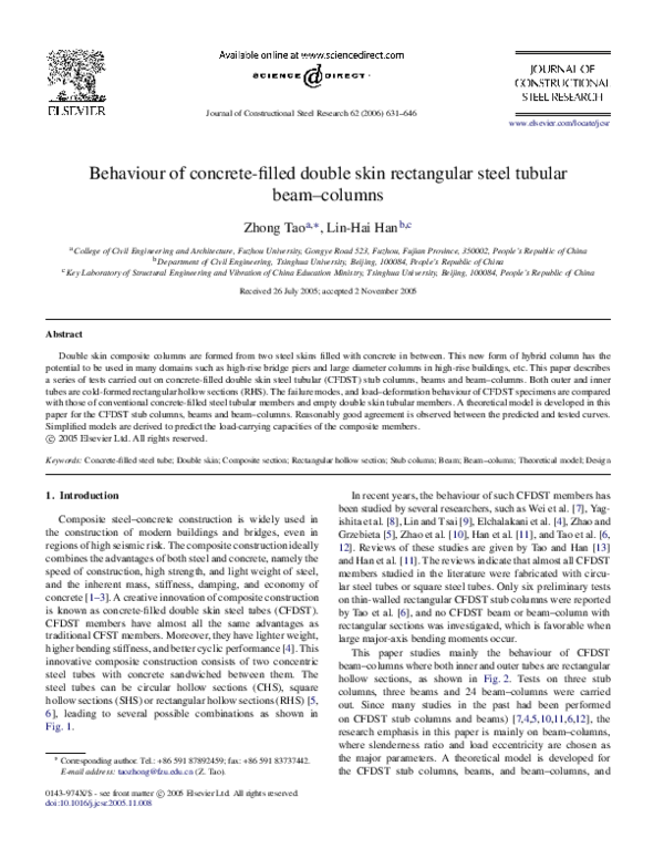 (PDF) Behaviour of concrete-filled double skin rectangular steel ...
