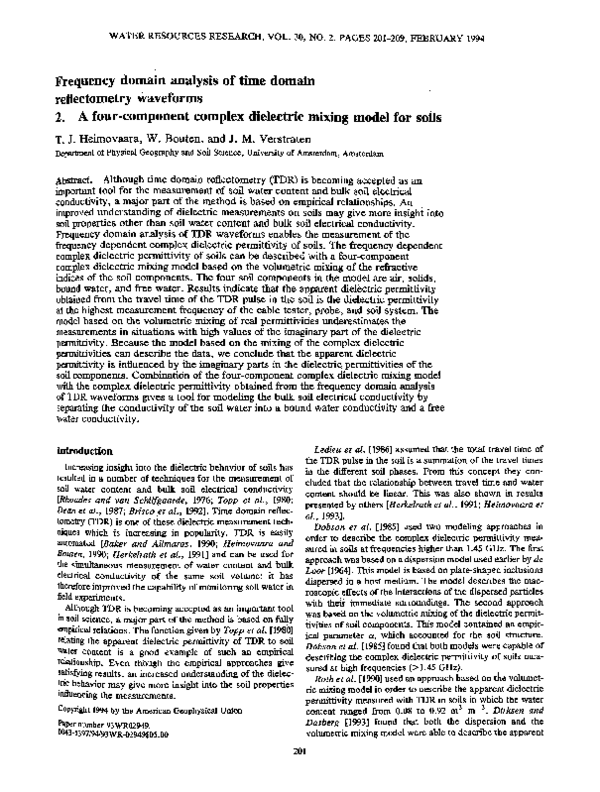 (PDF) Frequency domain analysis of time domain reflectometry waveforms ...