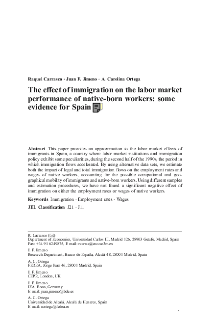 (PDF) The effect of immigration on the labor market performance of ...
