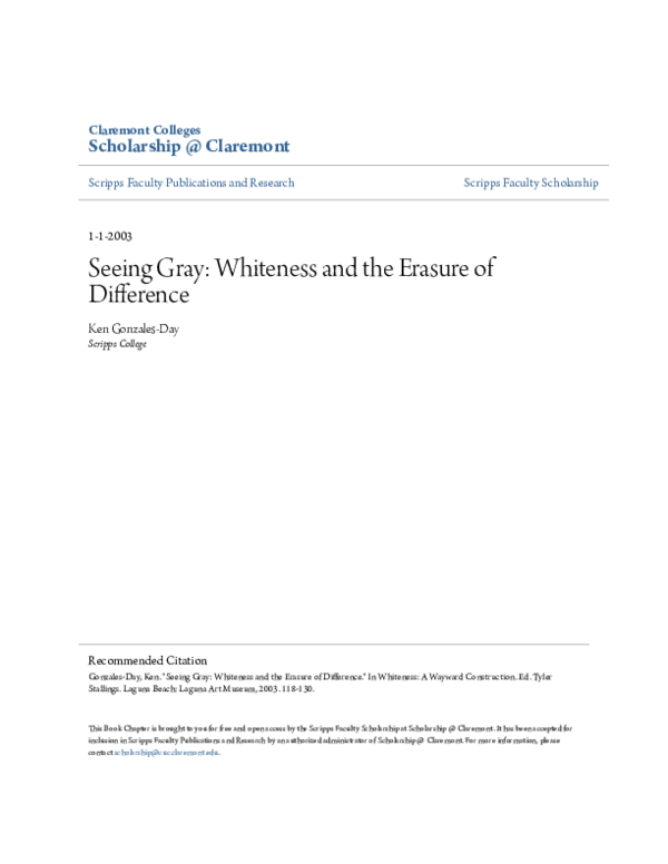 (PDF) Seeing Gray: Whiteness and the Erasure of Difference