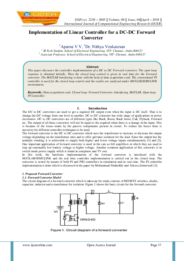 (PDF) Implementation of Linear Controller for a DC-DC Forward Converter