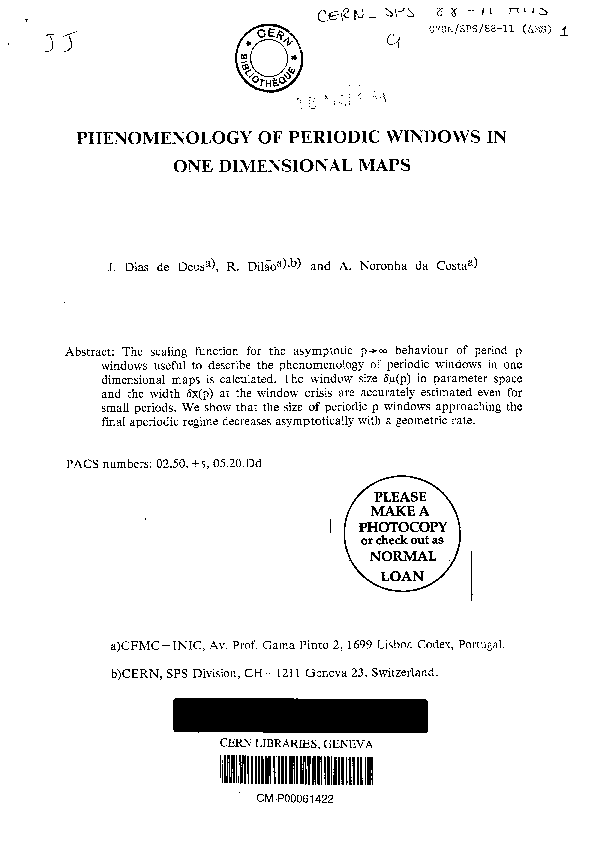 (PDF) Phenomenology of periodic windows in one-dimensional maps