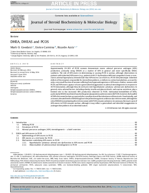 (PDF) DHEA, DHEAS and PCOS Enrico Carmina Academia.edu