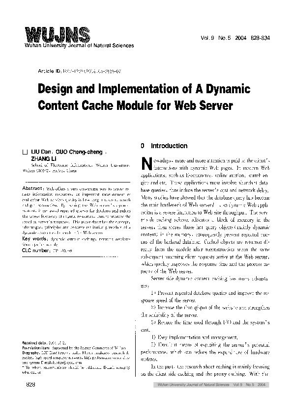 (PDF) Design and implementation of a dynamic content cache module for ...