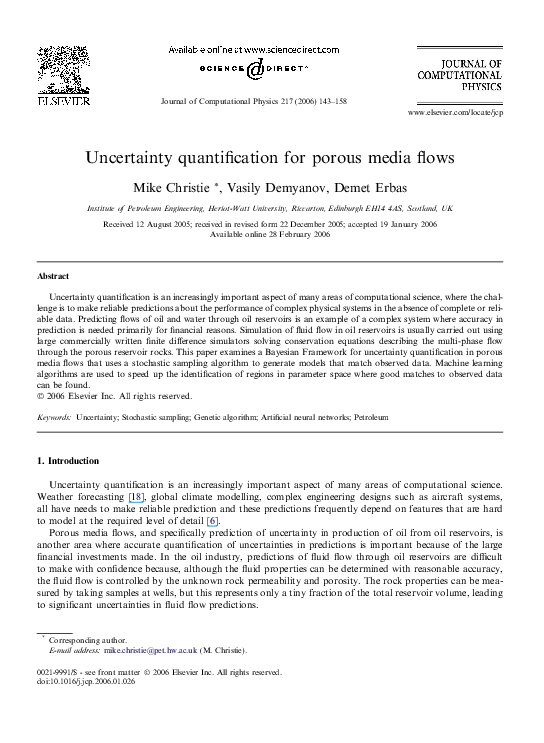 (PDF) Uncertainty quantification for porous media flows