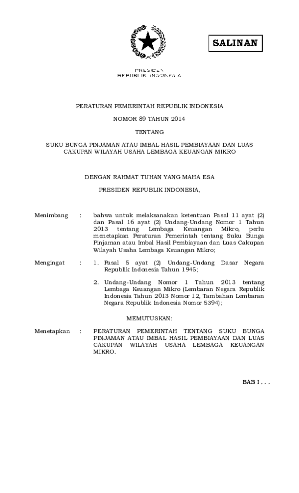 Peraturan Pemerintah Nomor 1 Tahun 2013 Ini Aturannya