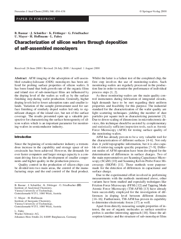 (PDF) Characterization of silicon wafers through deposition of self ...