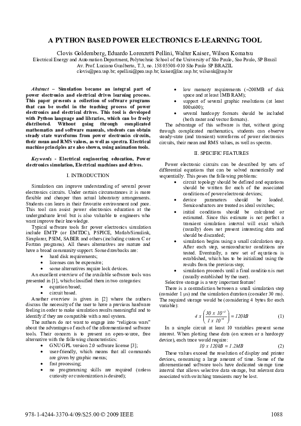 (PDF) A Python based power electronics E-learning tool