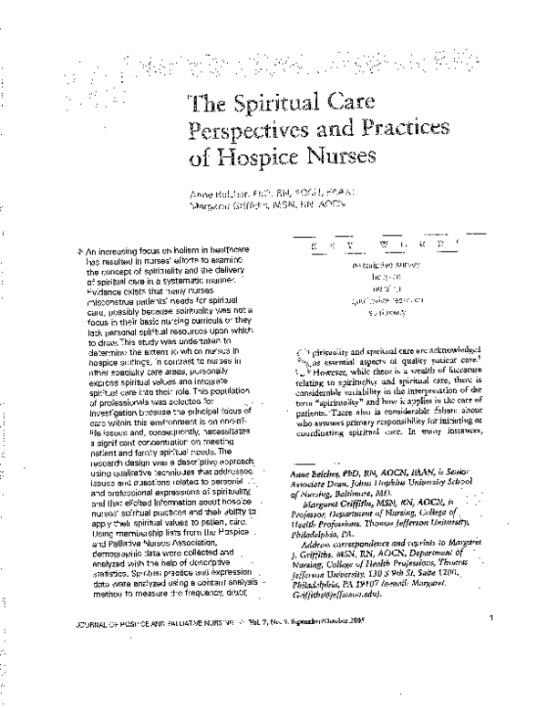 (PDF) The Spiritual Care Perspectives and Practices of Hospice Nurses