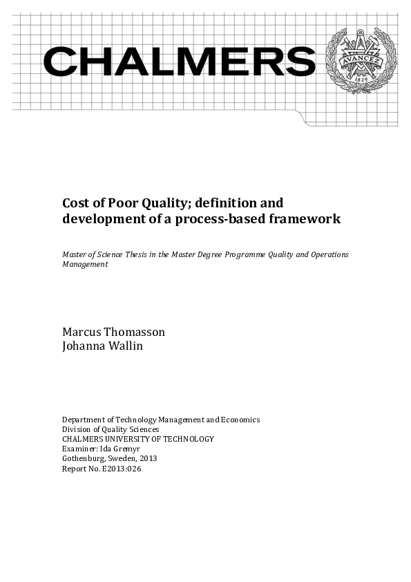 (PDF) Cost of poor quality; definition and development of a process