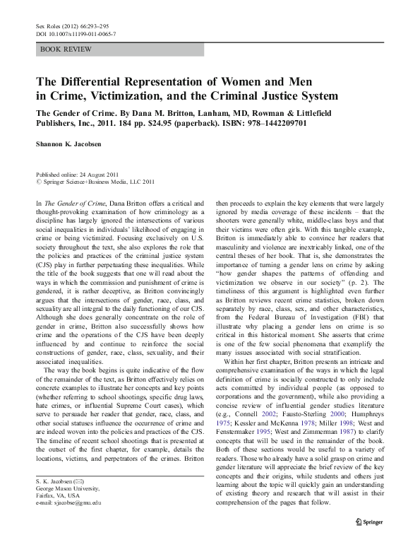 (PDF) The Differential Representation of Women and Men in Crime