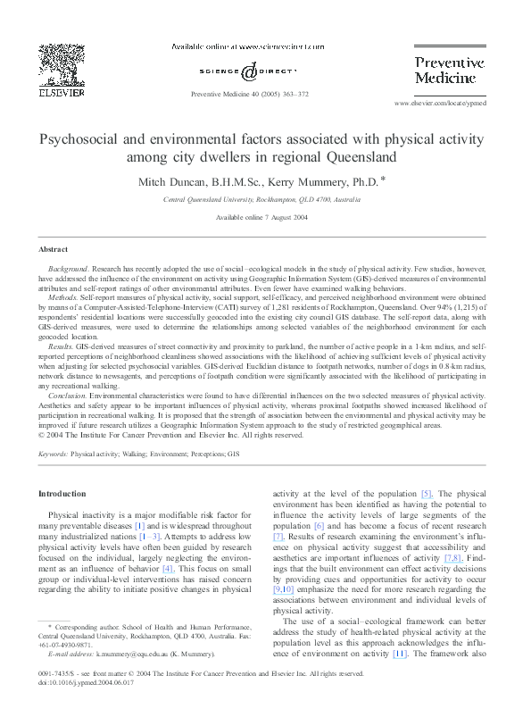 (PDF) Psychosocial and environmental factors associated with physical ...