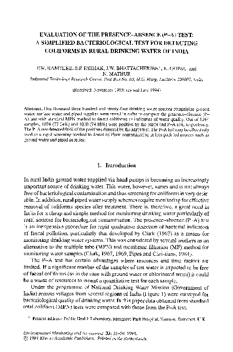 (PDF) Evaluation of the presence-absence (PA) test: A simplified ...