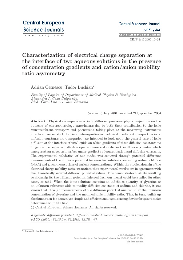 (PDF) Characterization of electrical charge separation at the interface ...