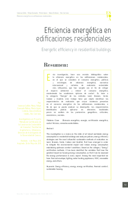 (PDF) Energetic efficiency in residential buildings